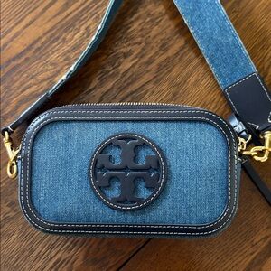 Authentic Tory Burch Denim Blue Crossbody Bag